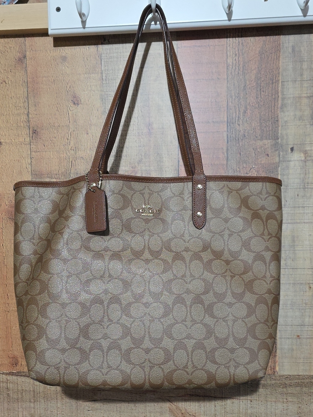 Coach Reversable City Tan/Brown Signature Canvas Tote